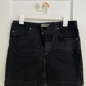 Free People Black Denim Mini Skirt